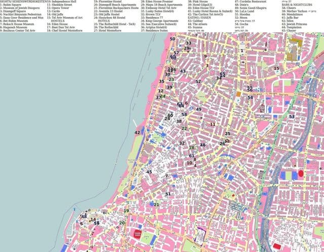 Plan des attractions de Tel Aviv