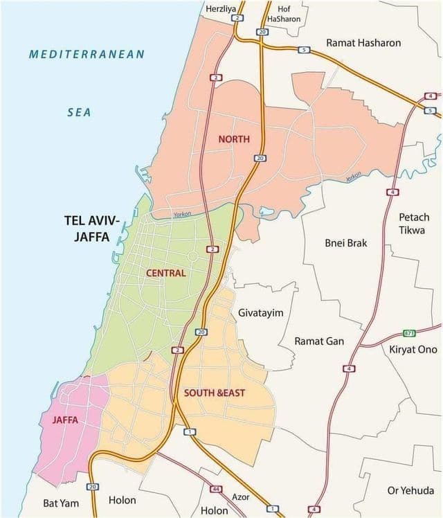 Plan des routes de Tel Aviv