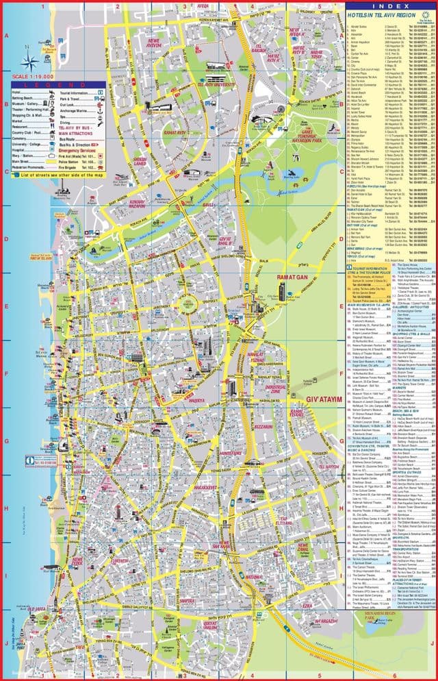 Plan des monuments de Tel Aviv