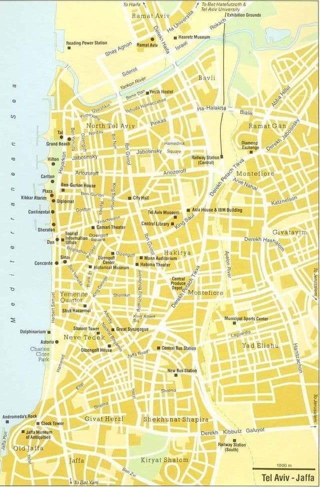 Plan des excursions à pied de Tel Aviv