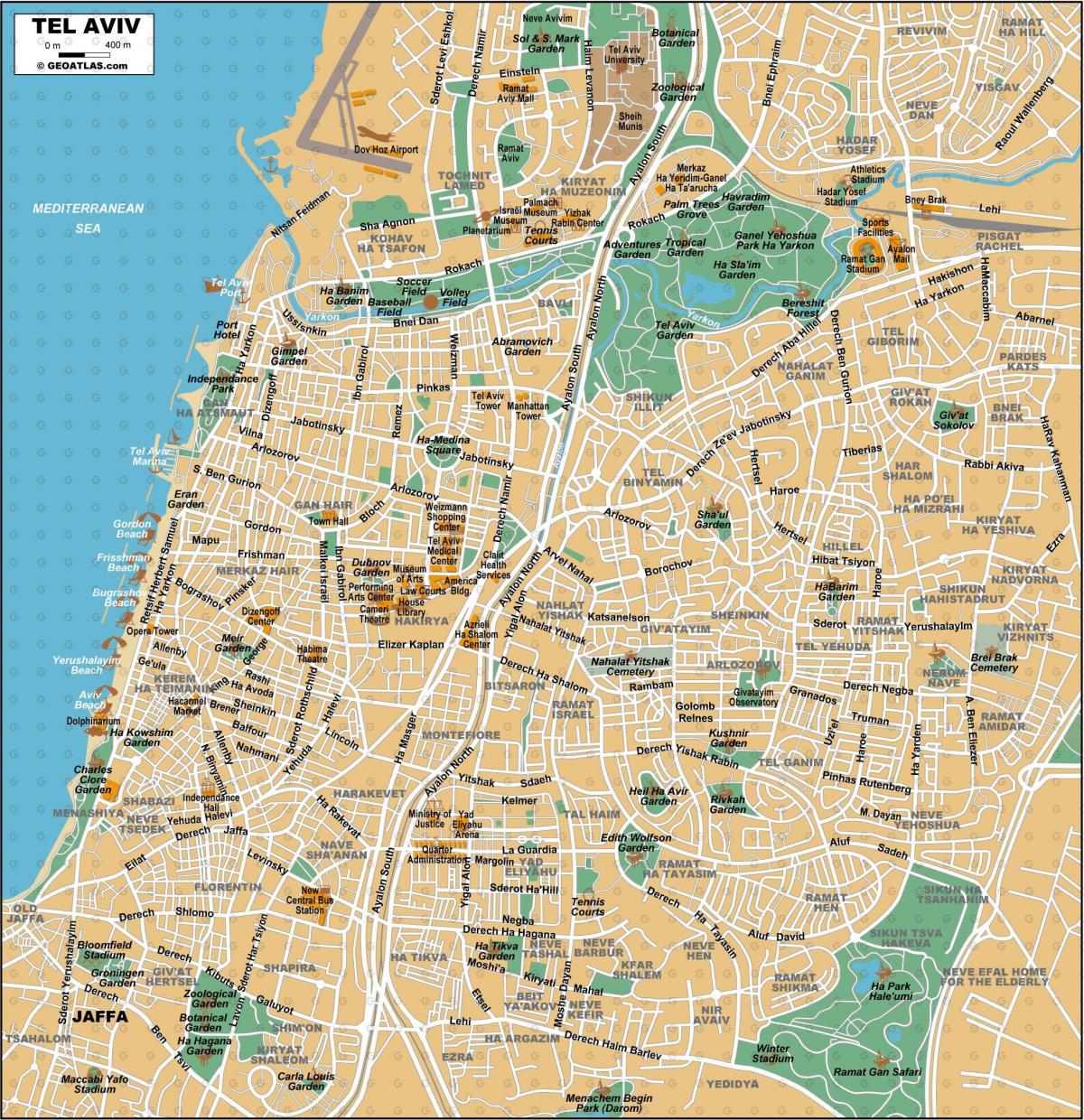 Plan du centre ville de Tel Aviv