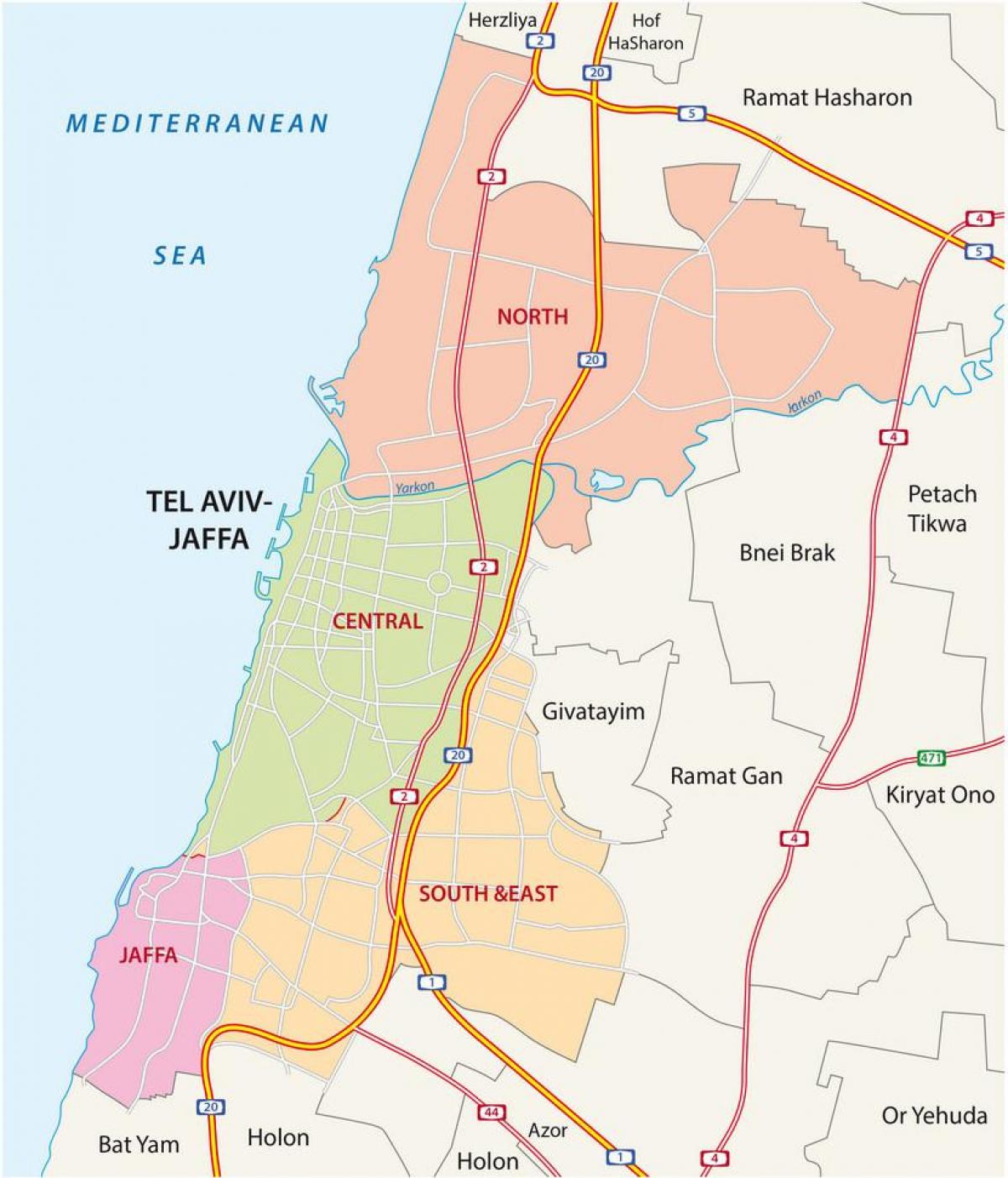 Plan des routes de Tel Aviv
